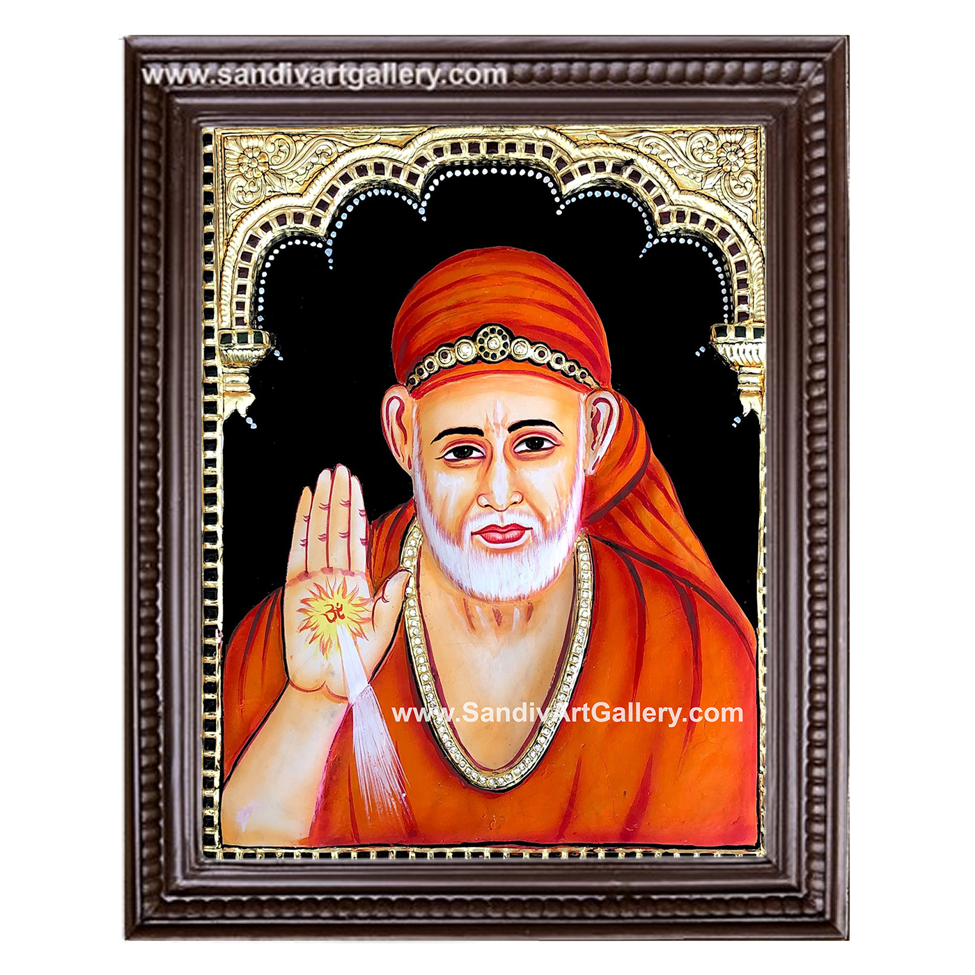 Sai Baba 3D Embossed Tanjore Painting