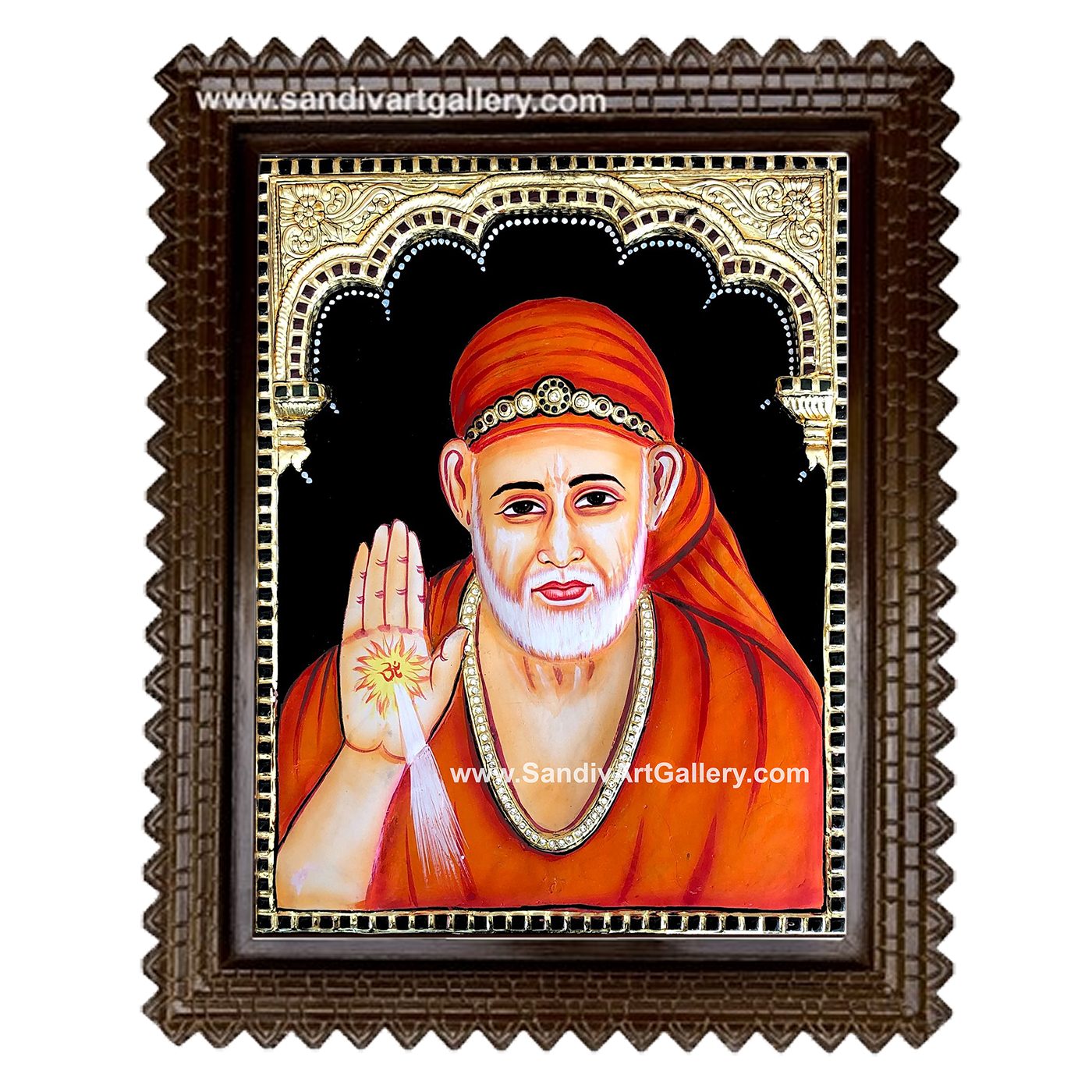 Sai Baba 3D Embossed Tanjore Painting