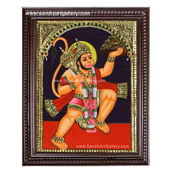 Hanuman with Sanjeevi Malai Tanjore Painting