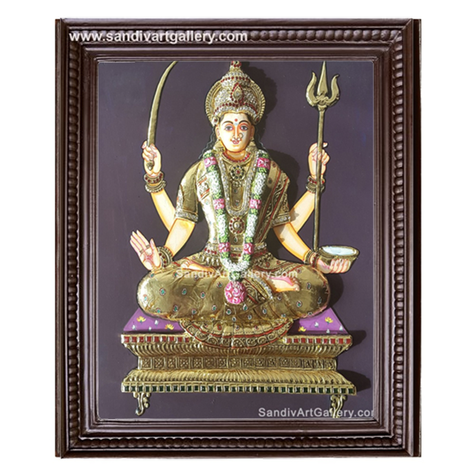 Santhoshi Matha 3D Embossed Tanjore Painting