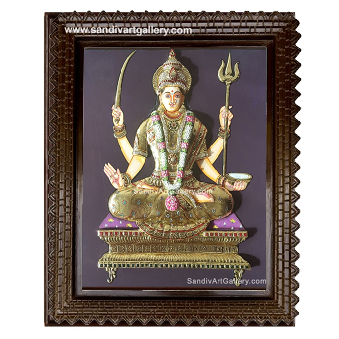 Santhoshi Matha 3D Embossed Tanjore Painting