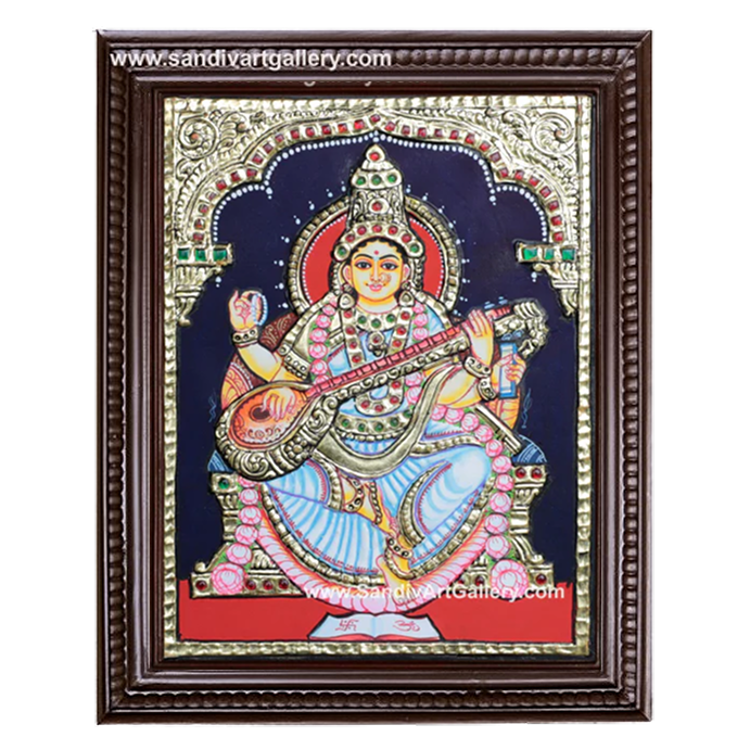Saraswathi Devi Tanjore Painting 3