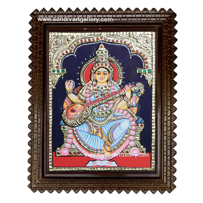 Saraswathi Devi Tanjore Painting 3