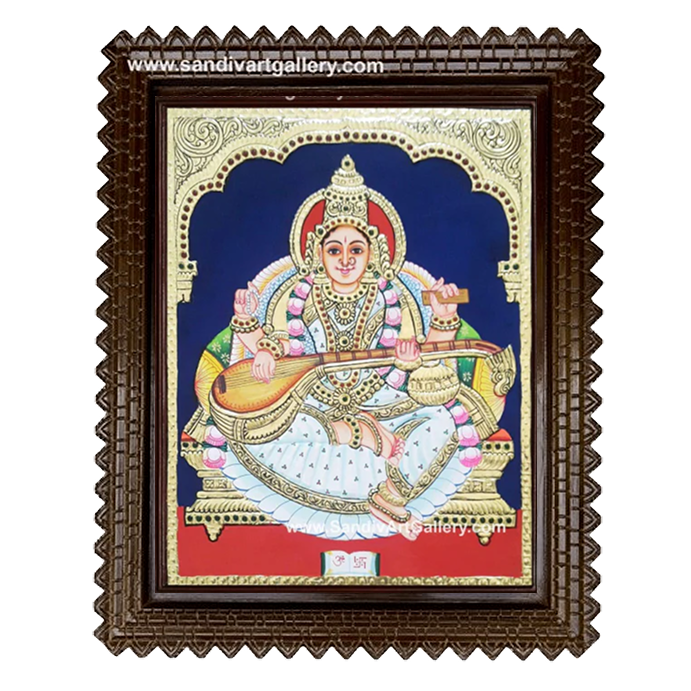 Saraswathi Mata Tanjore Painting