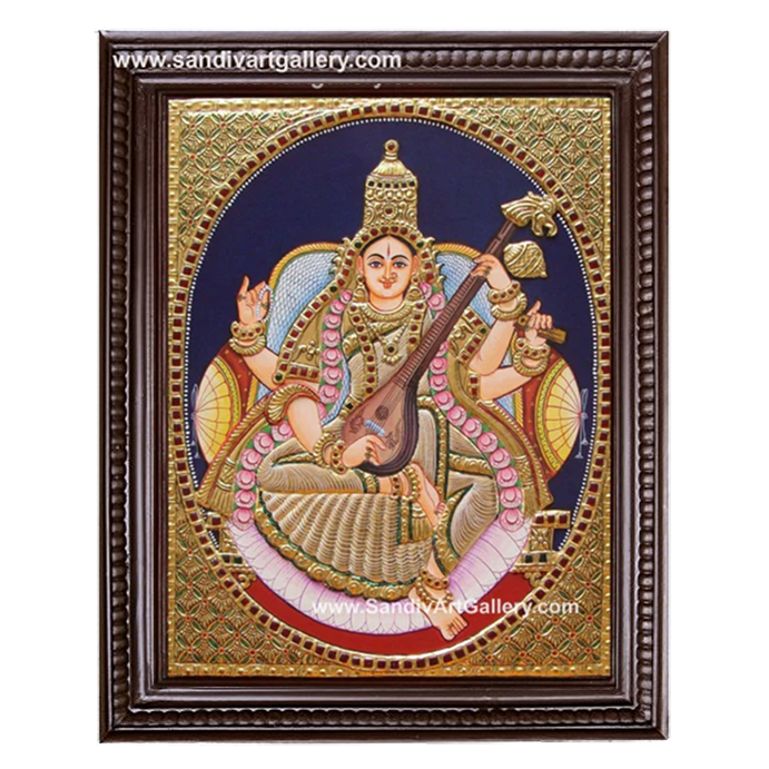 Oval Saraswathi Tanjore Painting