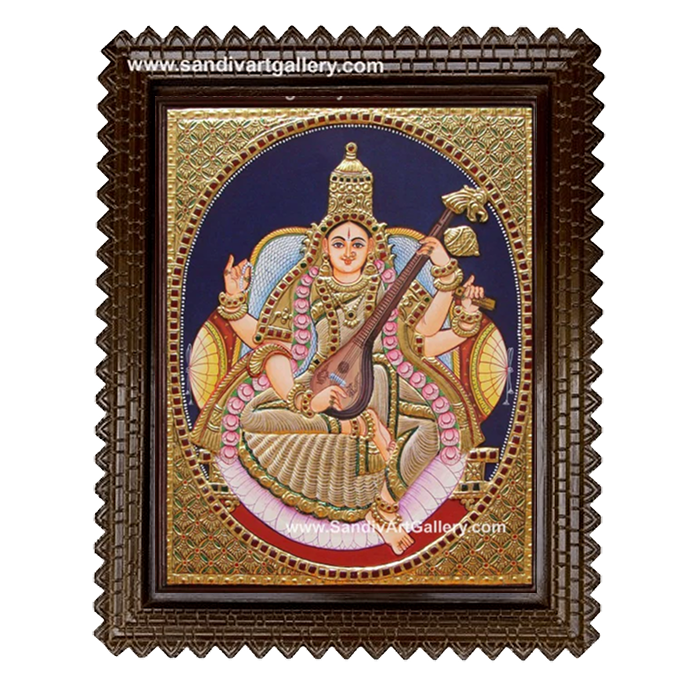 Oval Saraswathi Tanjore Painting