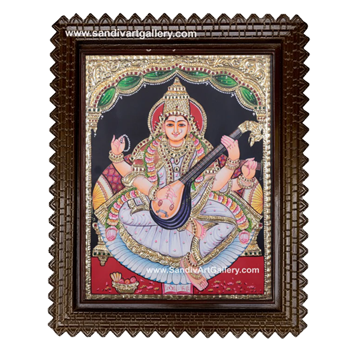 Goddess Saraswathi Mata Tanjore Painting