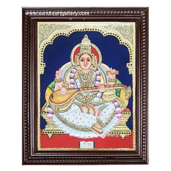 Saraswathi Mata Tanjore Painting