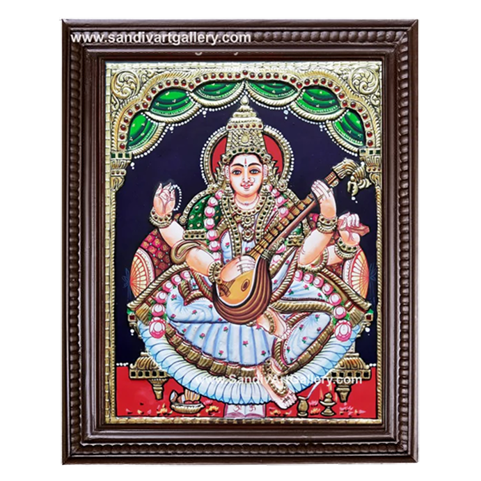 Goddess Saraswathi Maa Tanjore Painting