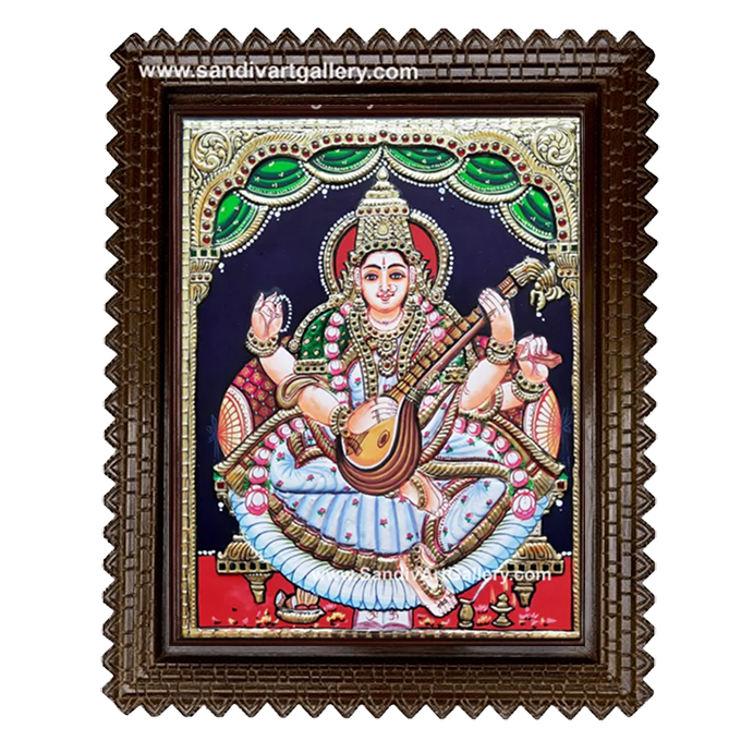 Goddess Saraswathi Maa Tanjore Painting