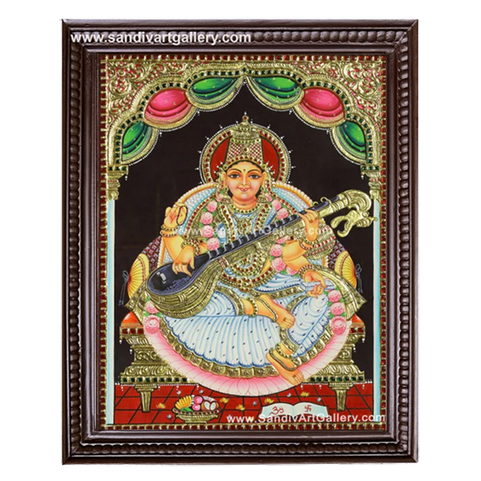 Saraswathi Devi Tanjore Painting 4