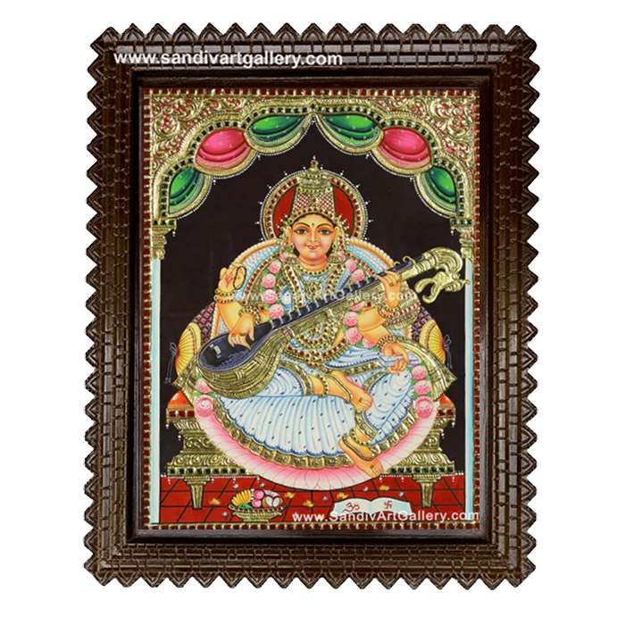 Saraswathi Devi Tanjore Painting 4