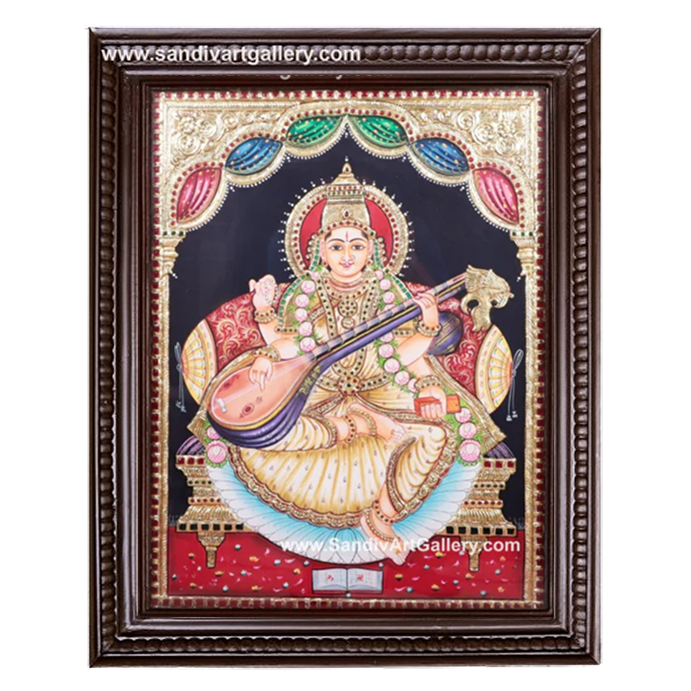 Saraswathi Mata Tanjore Painting