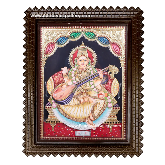 Saraswathi Mata Tanjore Painting