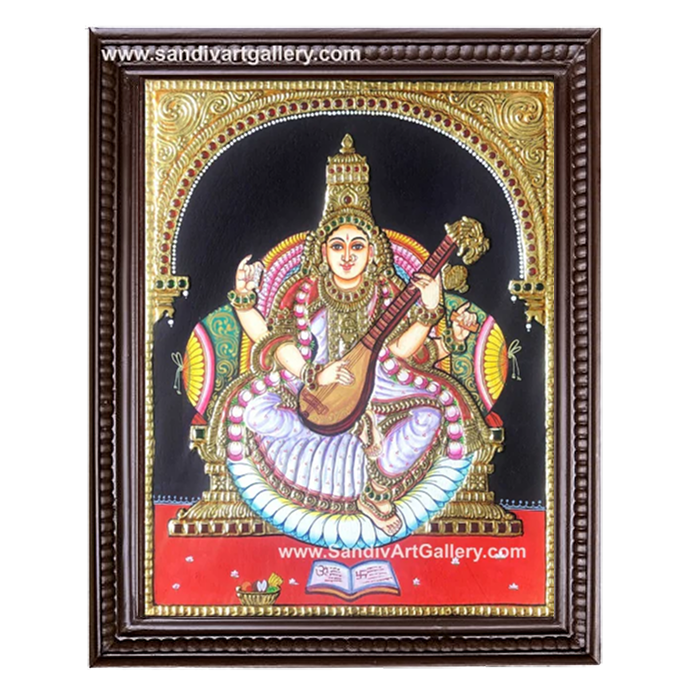 Goddess Saraswathi Tanjore Painting