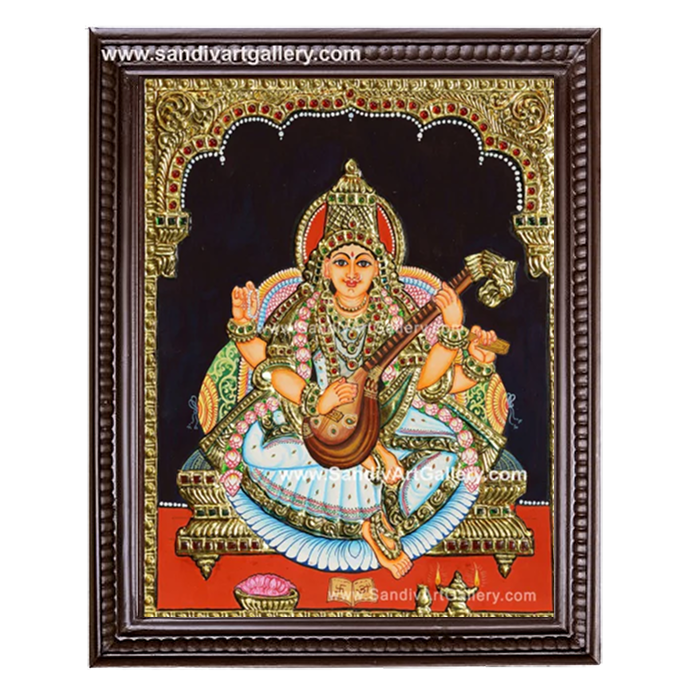 Saraswathi Mata Tanjore Painting