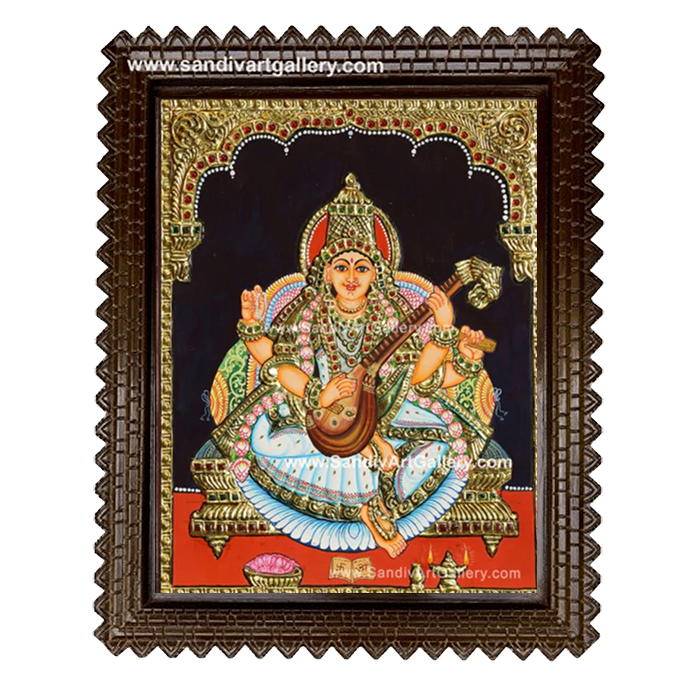 Saraswathi Mata Tanjore Painting