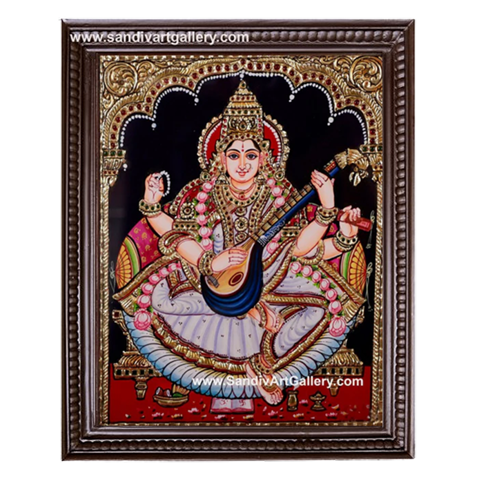 Saraswati Devi Tanjore Painting
