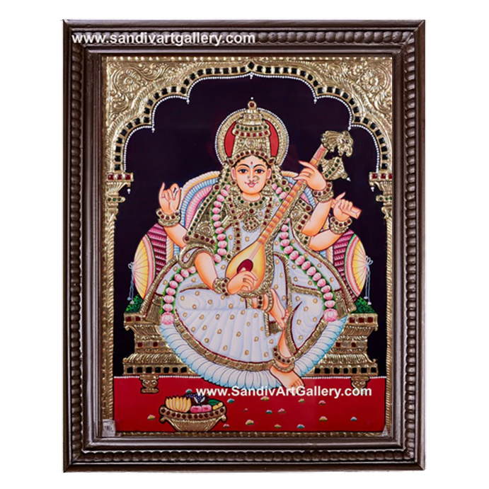 Saraswathi Mata Tanjore Painting 3