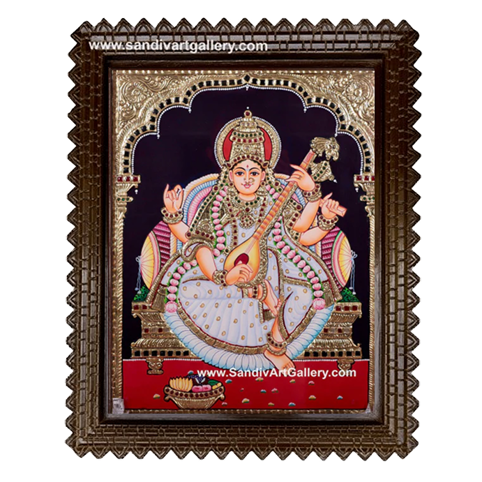 Saraswathi Mata Tanjore Painting 3