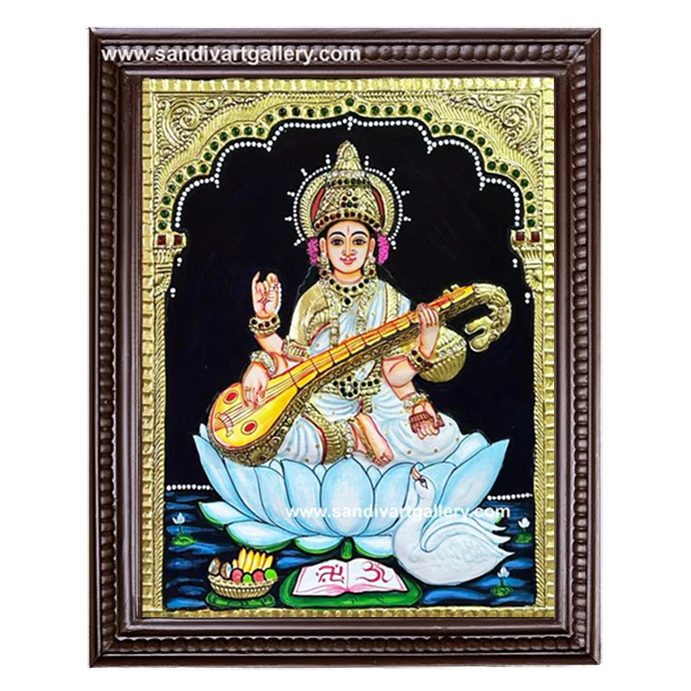 Saraswathi Semi Embossed Tanjore Painting 1