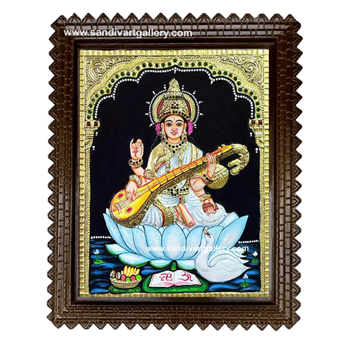 Saraswathi Semi Embossed Tanjore Painting 1