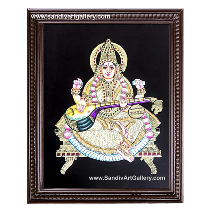 Saraswati Mata Tanjore Painting