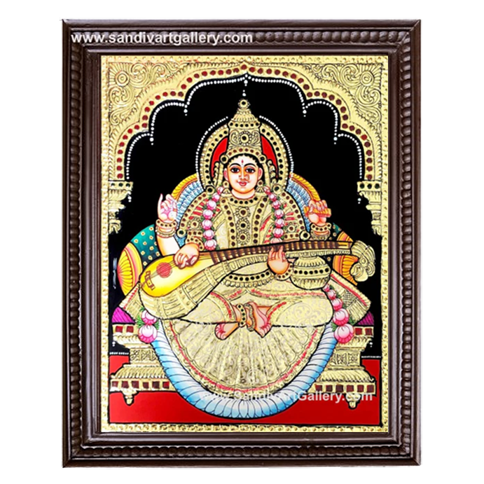 Goddess Saraswathi Tanjore Painting