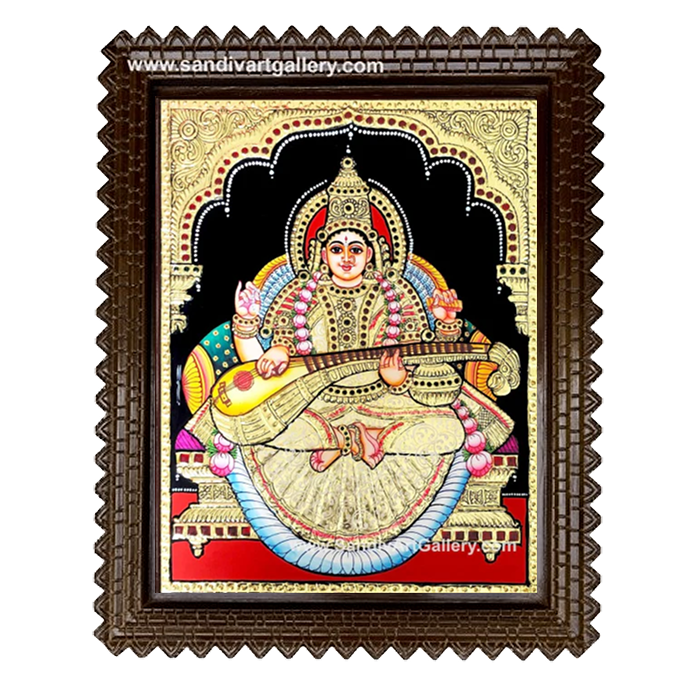 Goddess Saraswathi Tanjore Painting