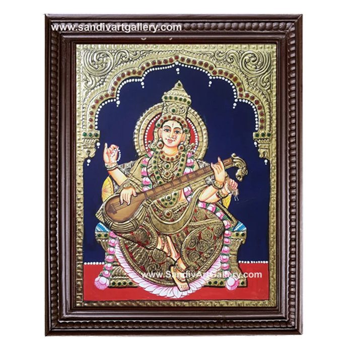 Saraswathi Devi Tanjore Painting 1