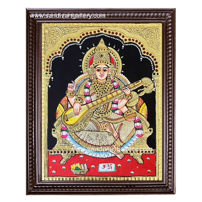 Goddess Saraswathi Tanjore Painting