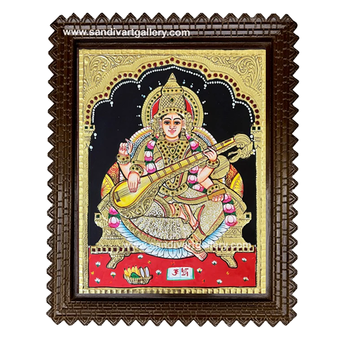 Goddess Saraswathi Tanjore Painting