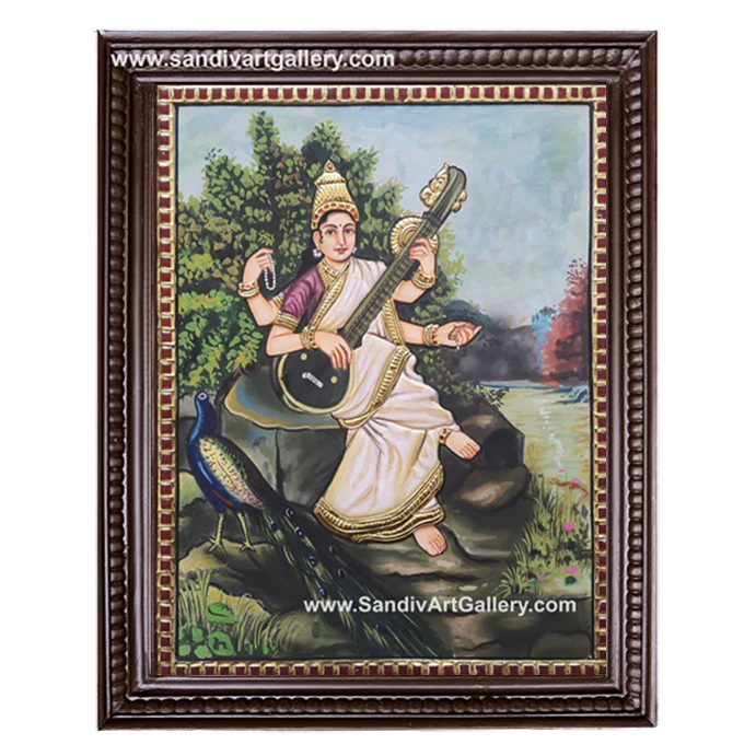 Ravi Varma Saraswathi Tanjore Painting