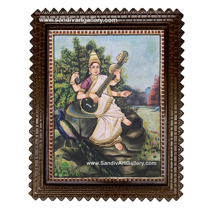 Ravi Varma Saraswathi Tanjore Painting
