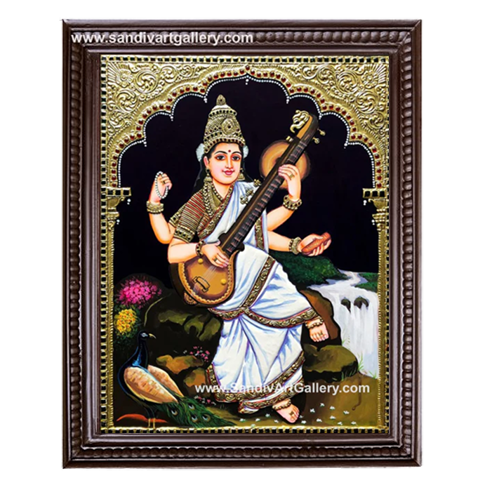 Saraswati Raja Ravi Varma Tanjore Painting
