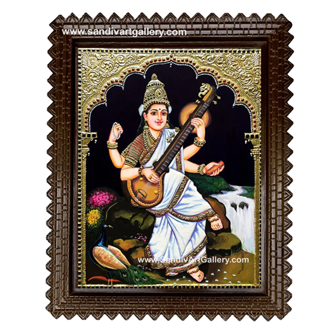 Saraswati Raja Ravi Varma Tanjore Painting