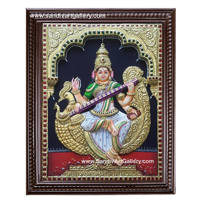 Saraswathy 3D Embossed Tanjore Painting