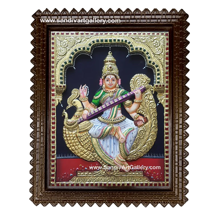 Saraswathy 3D Embossed Tanjore Painting