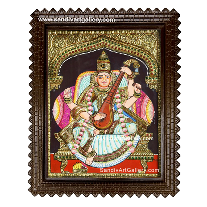 Saraswathy 3D Embossed Tanjore Painting 1