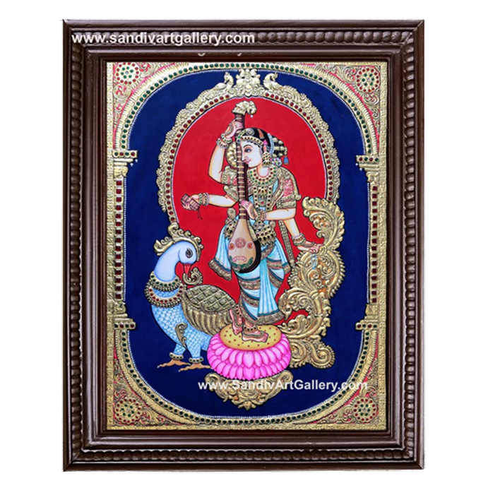 Saraswathi on Swan Tanjore Painting