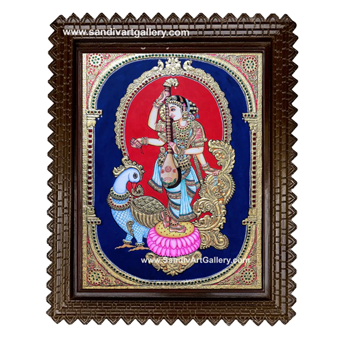 Saraswathi on Swan Tanjore Painting