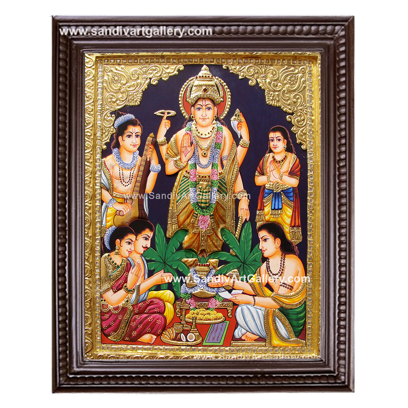 Sathyanarayana Swamy Semi Embossed Tanjore Painting