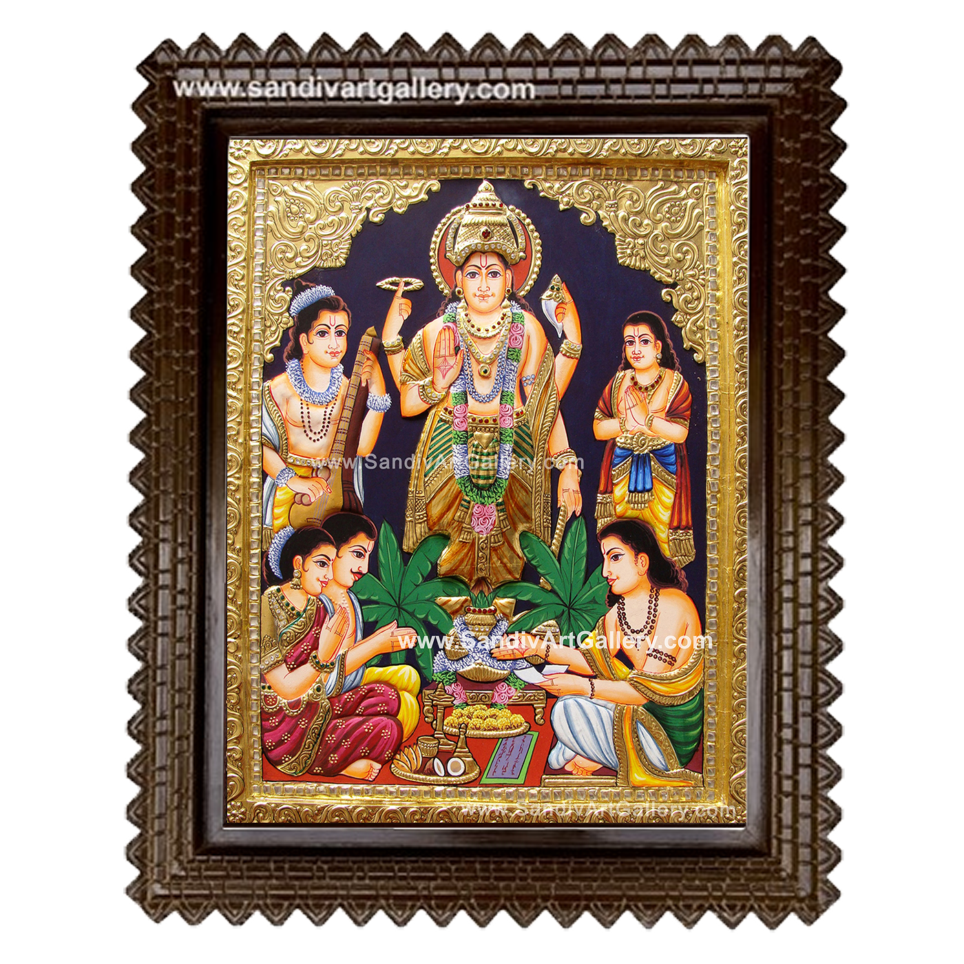 Sathyanarayana Swamy Semi Embossed Tanjore Painting