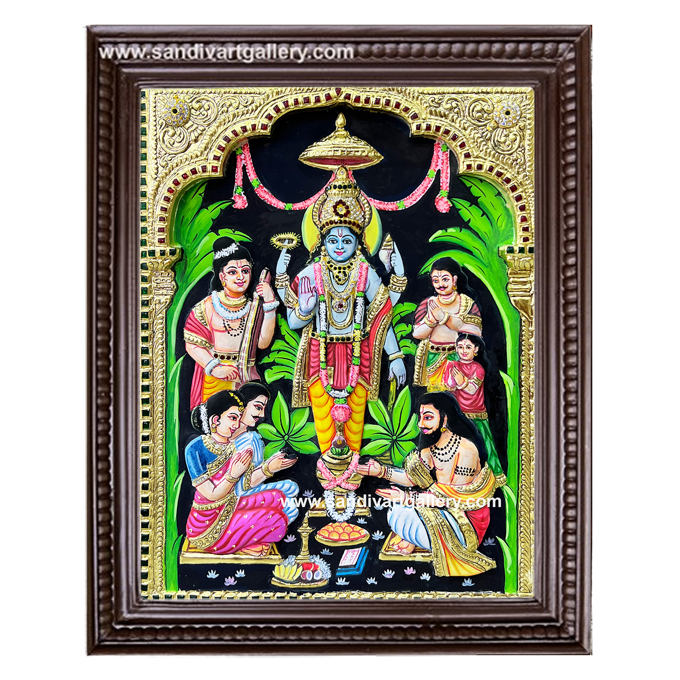 Sathyanarayana Swamy 3D Embossed Tanjore Painting