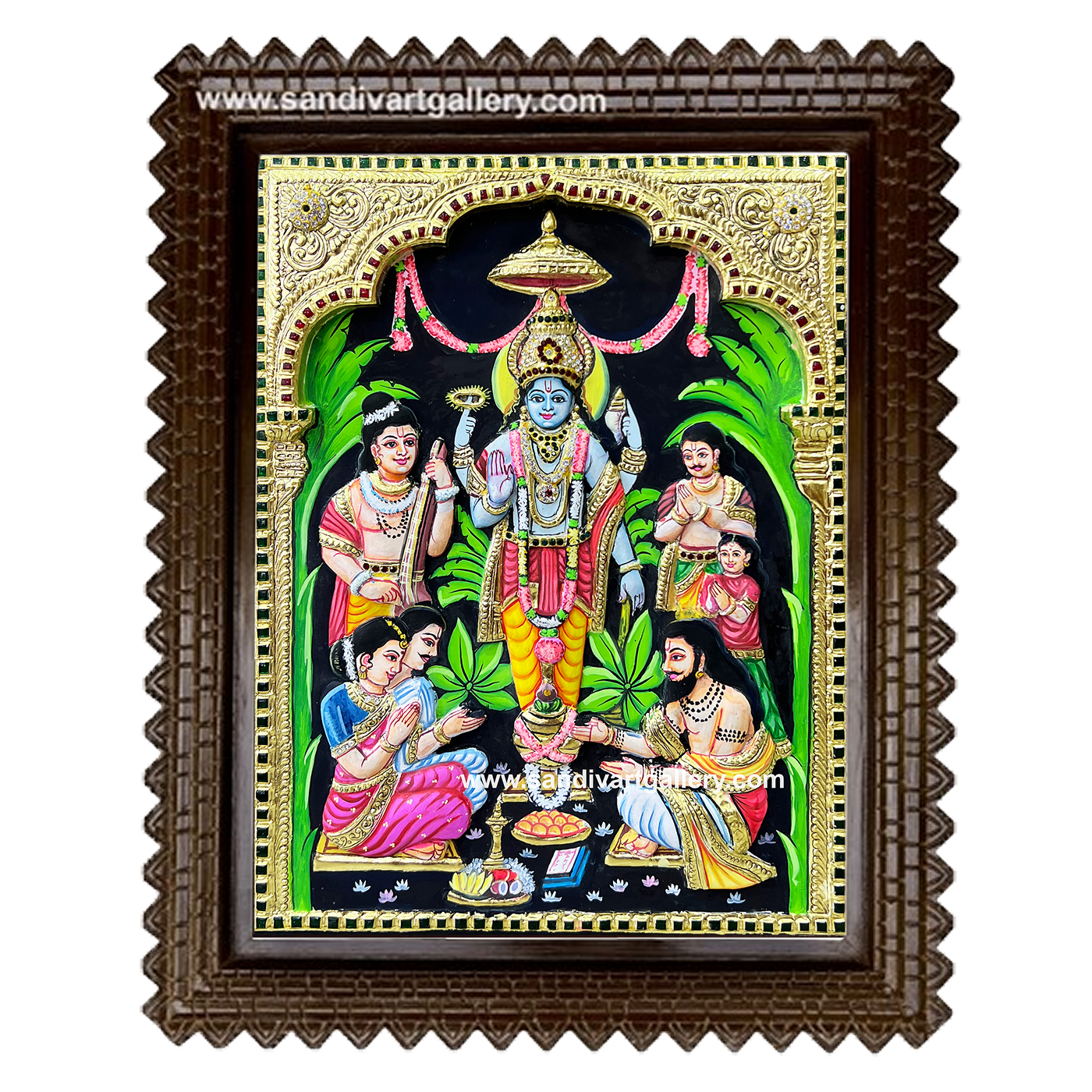 Sathyanarayana Swamy 3D Embossed Tanjore Painting