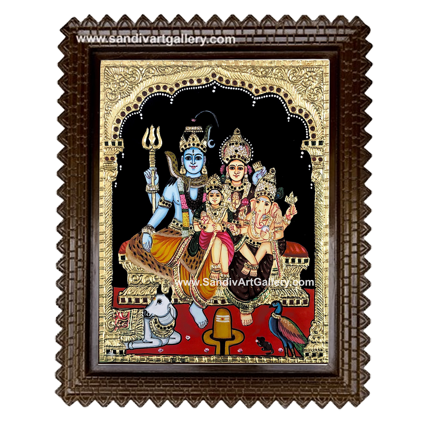 Shiva Family Tanjore Painting 3