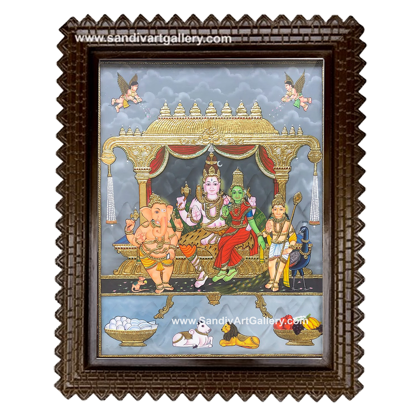 Shiva Family Tanjore Painting 4