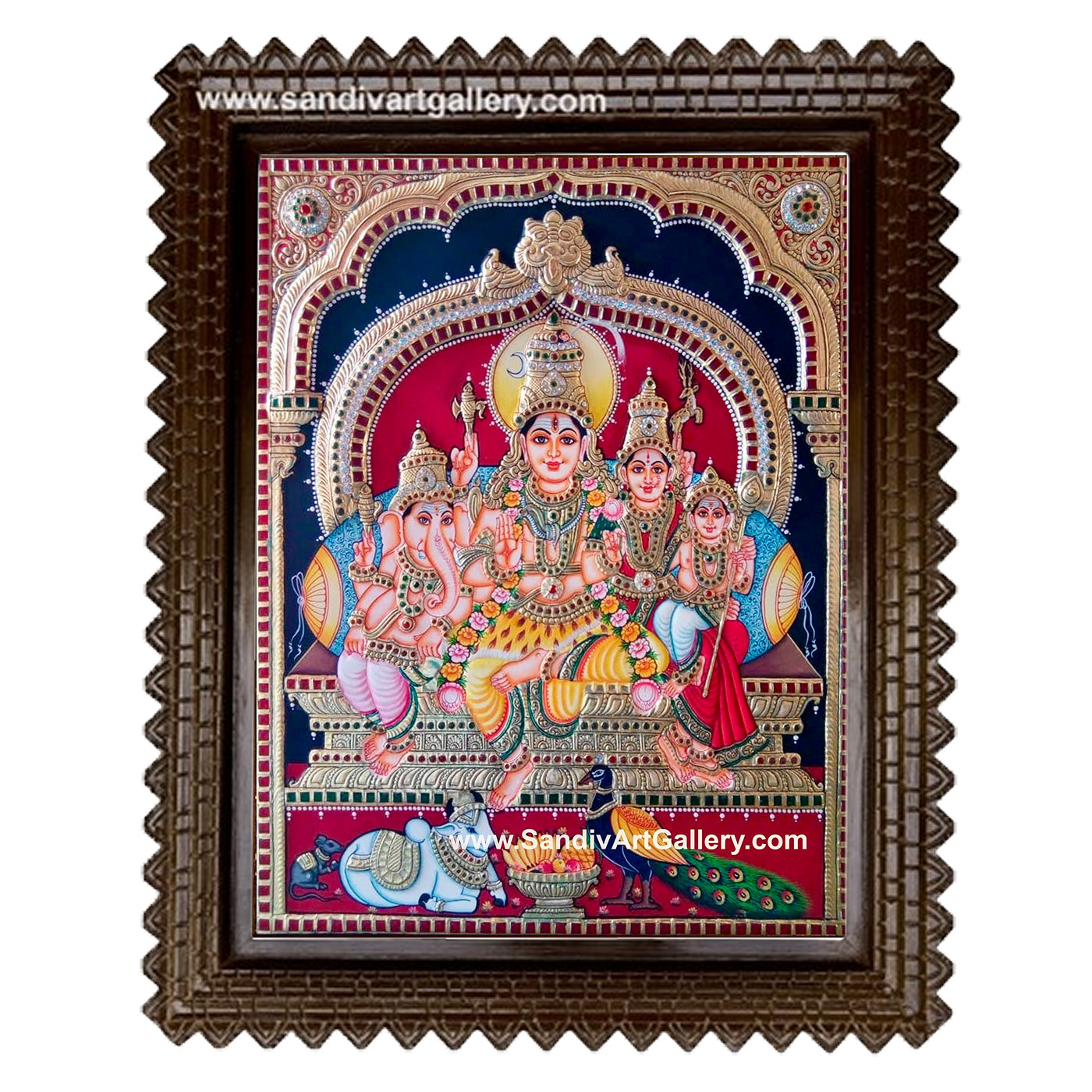 Shiva Parivar Semi Embossed Tanjore Painting