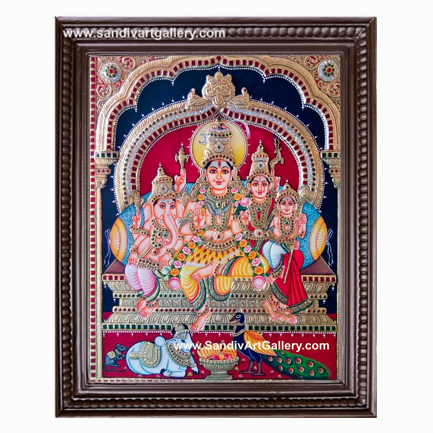 Shiva Parivar Semi Embossed Tanjore Painting
