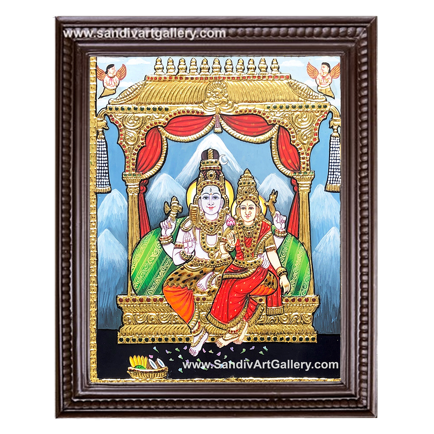 Shivan and Parvati Devi Tanjore Painting